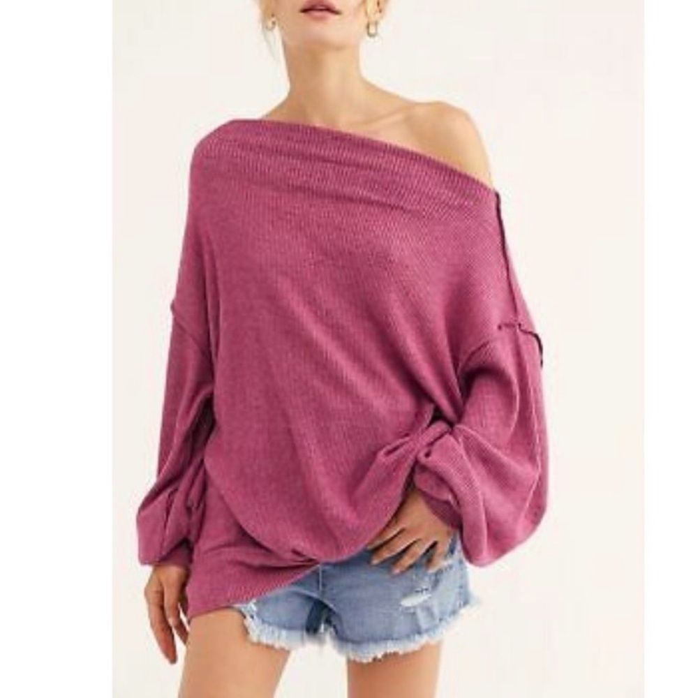 Free People Main Squeeze Hacci Oversized Long Sleeve Top Women’s Size Medium